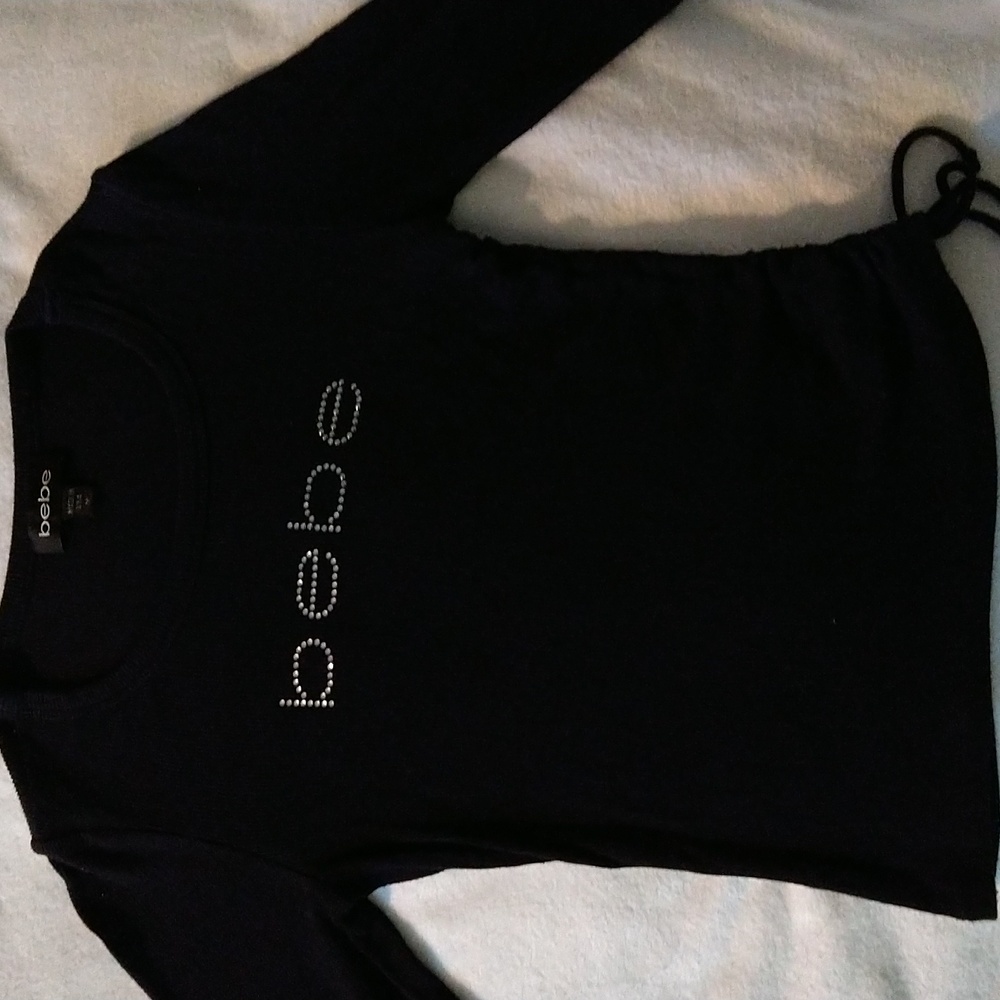 Bebe sz Medium w rhinestone logo and side tie